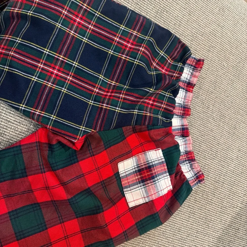 Kids Plaid Pajama Bottoms Fire Resistant - Jogger style ankles Comfy Colorblock